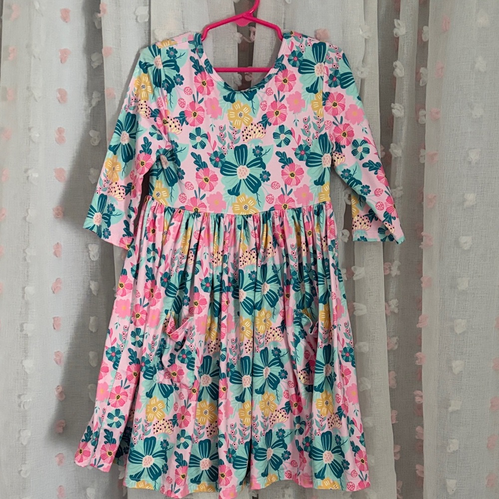 Floral Pink and Green Dress size 5/6